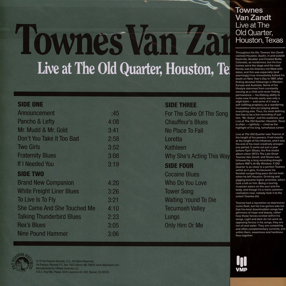 Townes Van Zandt - Live At The Old Quarter, Houston, Texas Vinyl Me, Please Edition