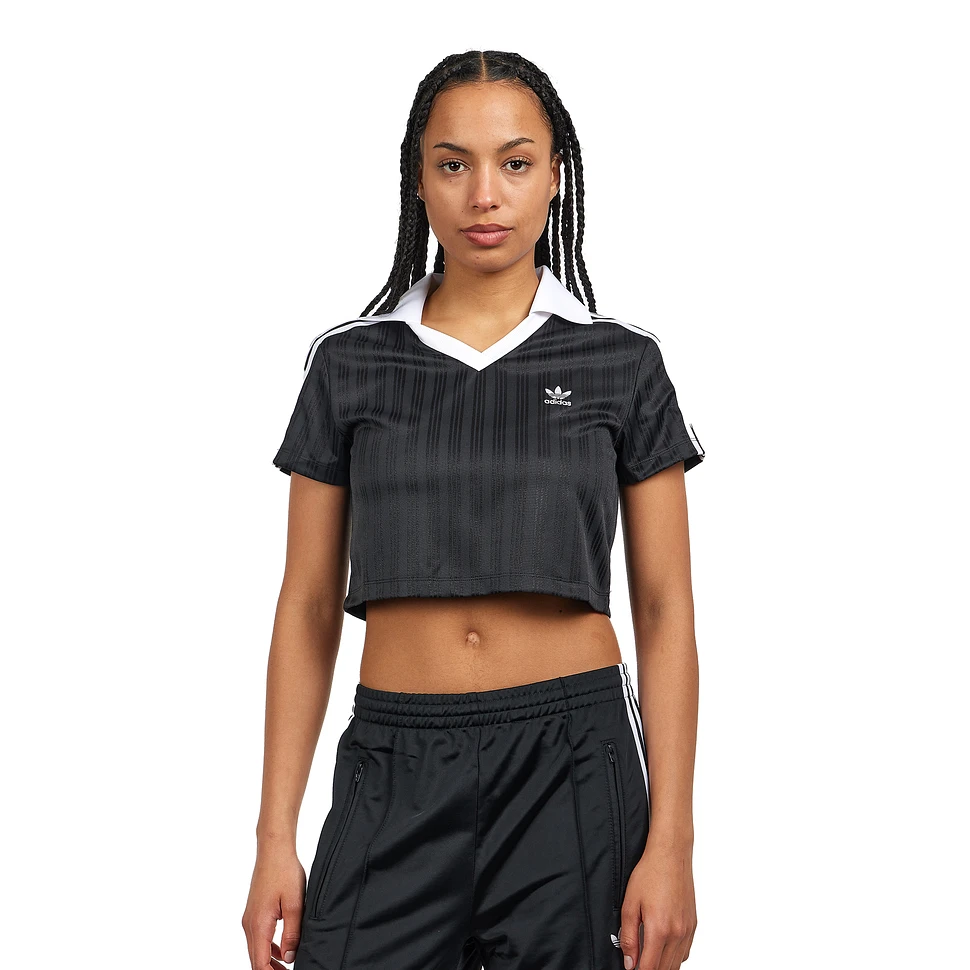 adidas - Adicolor Football Jacquard V-Neck Crop Polo