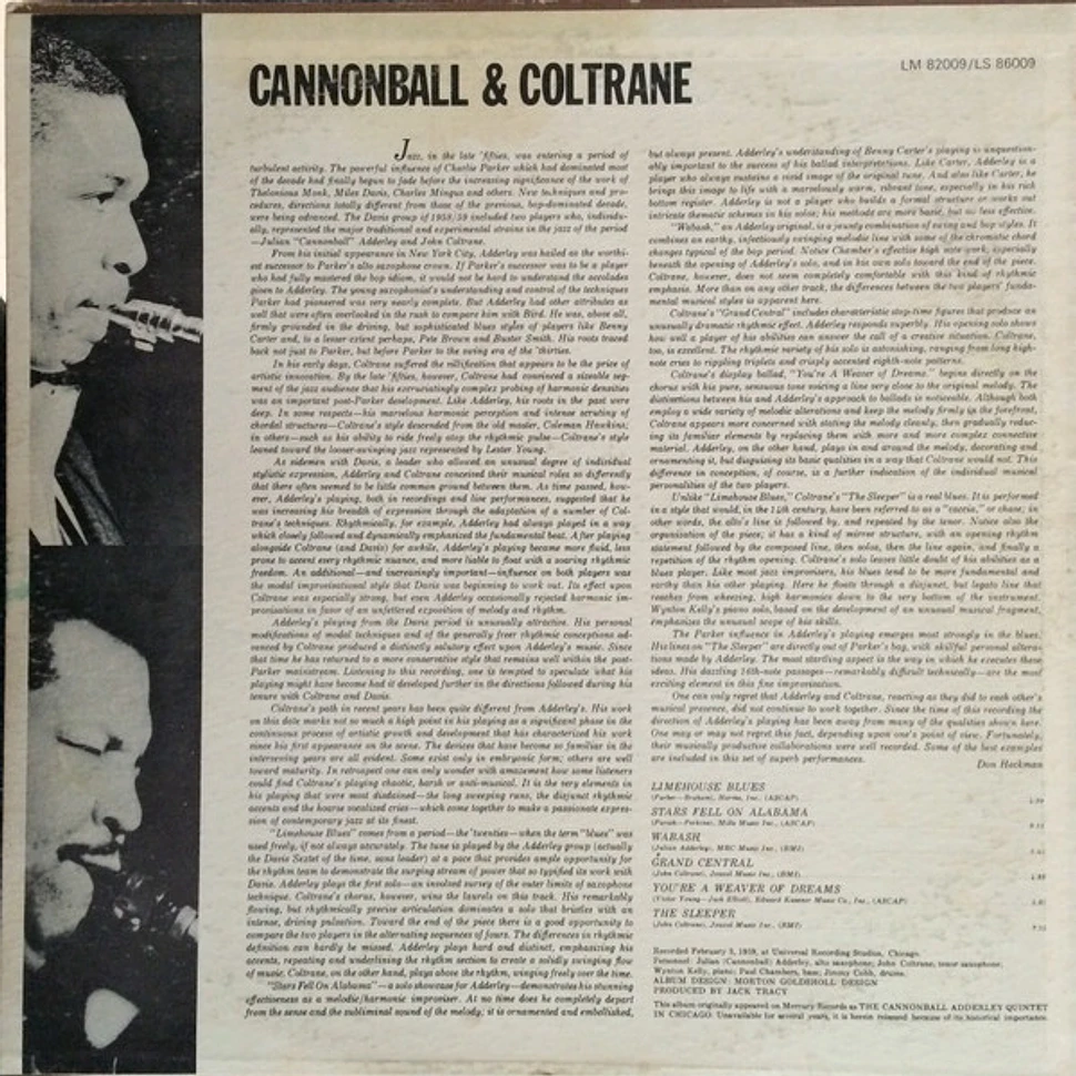 Cannonball Adderley & John Coltrane - Cannonball & Coltrane