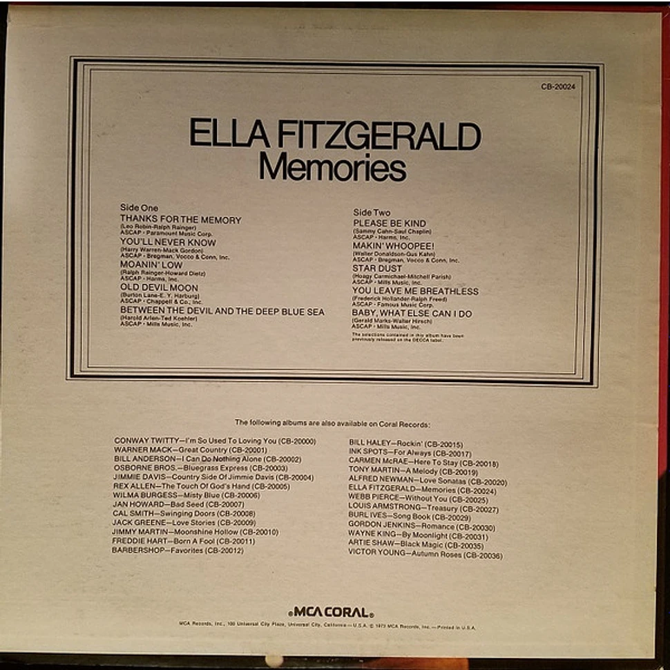 Ella Fitzgerald - Memories