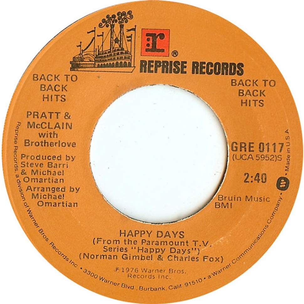 Pratt & McClain With Brotherlove - Happy Days / Devil With A Blue Dress