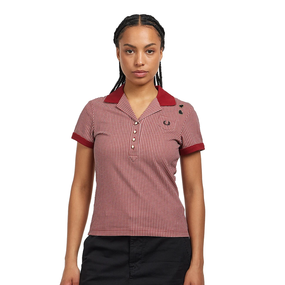 Tシャツ・カットソー [FRED PERRY] X Amy Winehouse PRINT TRIM POLO Fred Perry Women's X Amy Winehouse Snake Print Polo - Deep