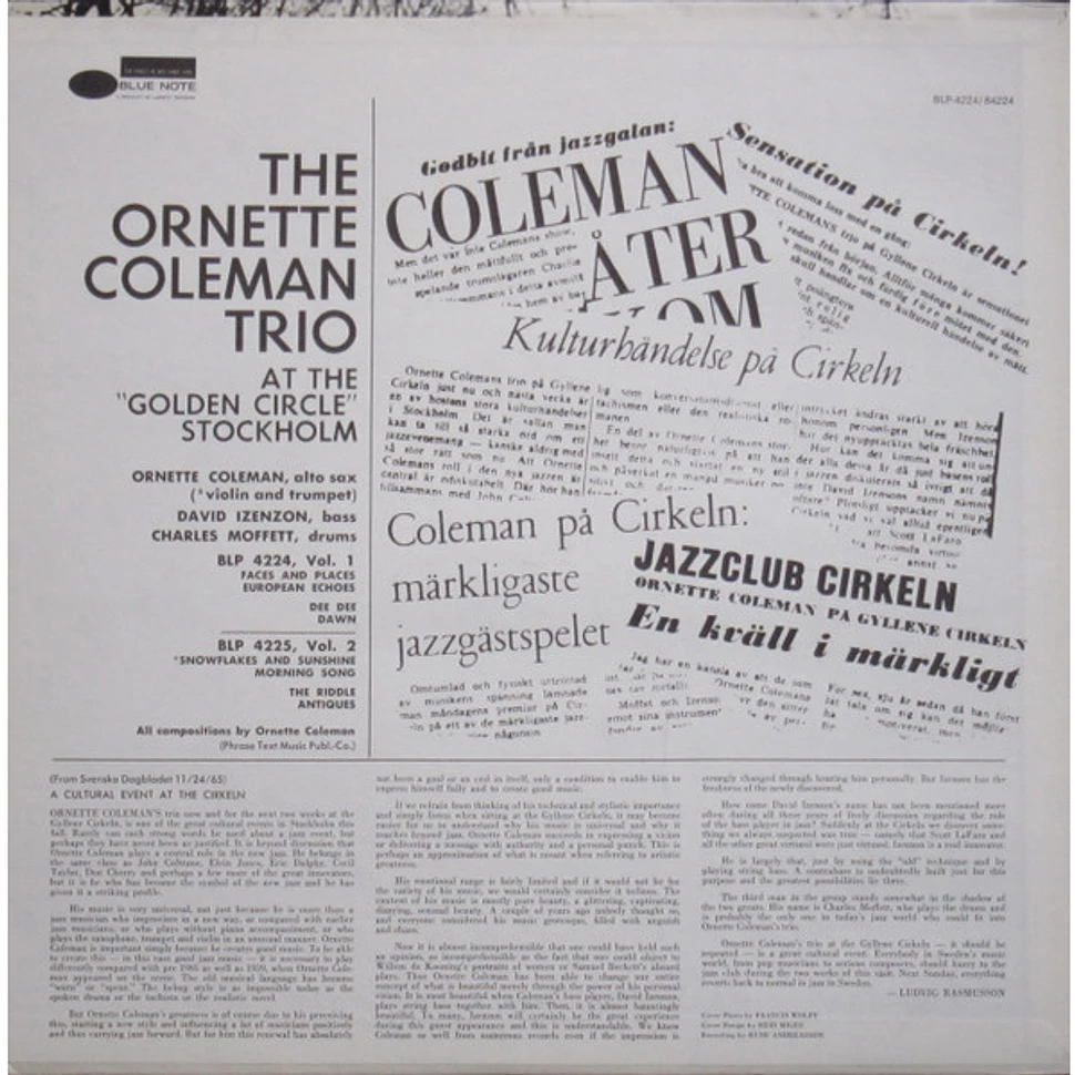 The Ornette Coleman Trio - At The "Golden Circle" Stockholm - Volume One