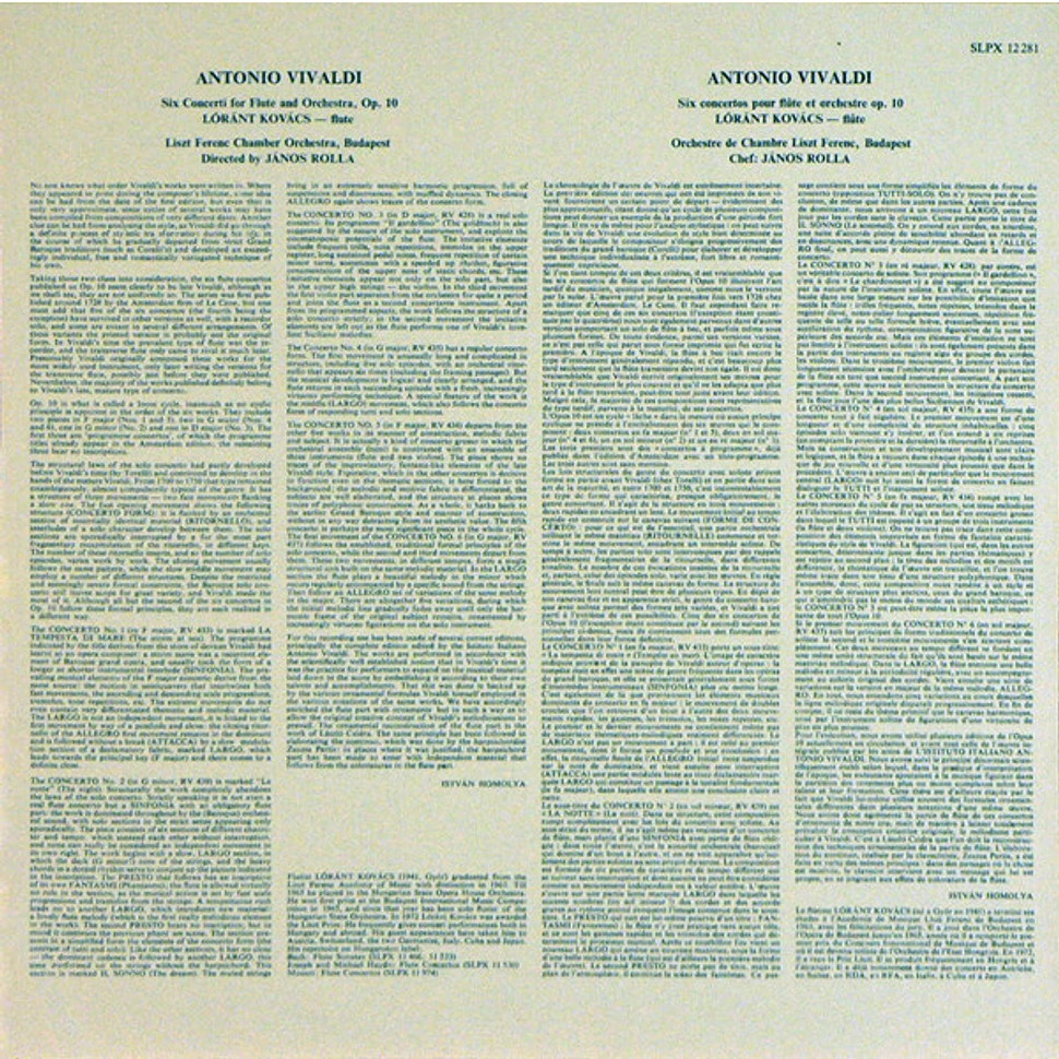 Antonio Vivaldi - Kovács Lóránt, Liszt Ferenc Chamber Orchestra, János Rolla - Six Flute Concerti