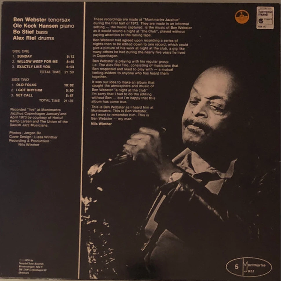 Ben Webster - My Man - Live At Montmartre 1973