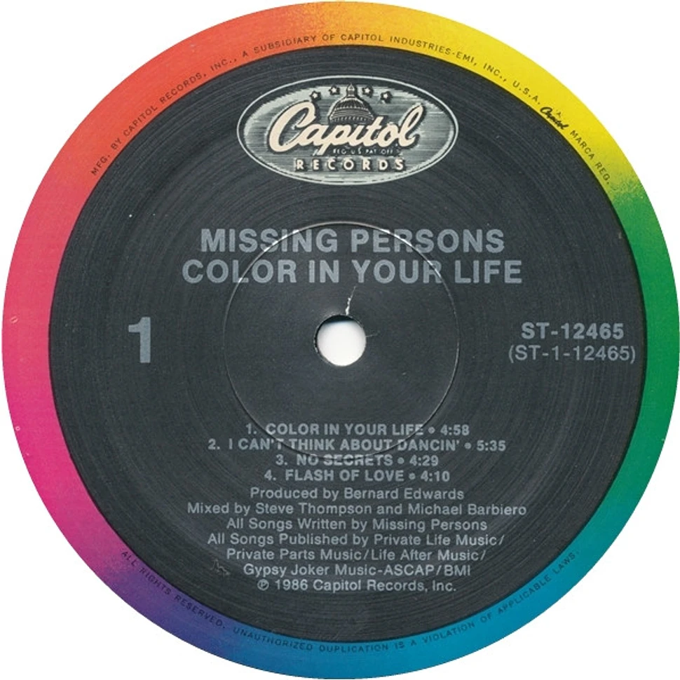 Missing Persons - Color In Your Life