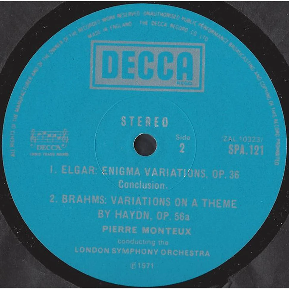 Sir Edward Elgar / Johannes Brahms ; London Symphony Orchestra, Pierre Monteux - Enigma Variations / Variations On A Theme By Haydn