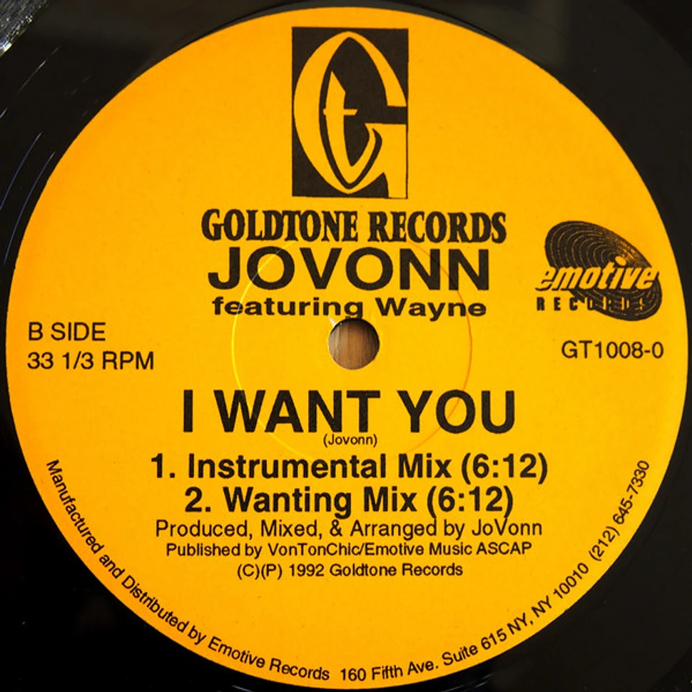 Jovonn Featuring Wayne Brown - I Want You