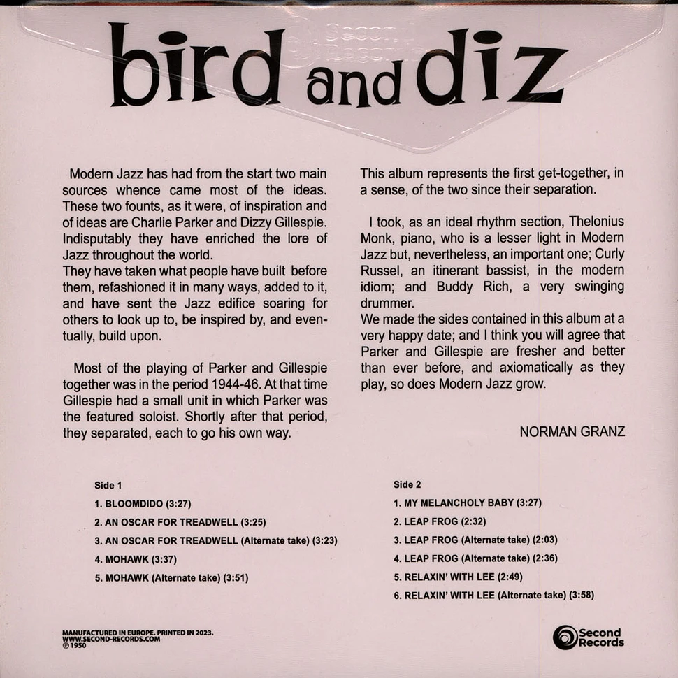 Charlie Parker & Dizzy Gillespie - Bird And Diz