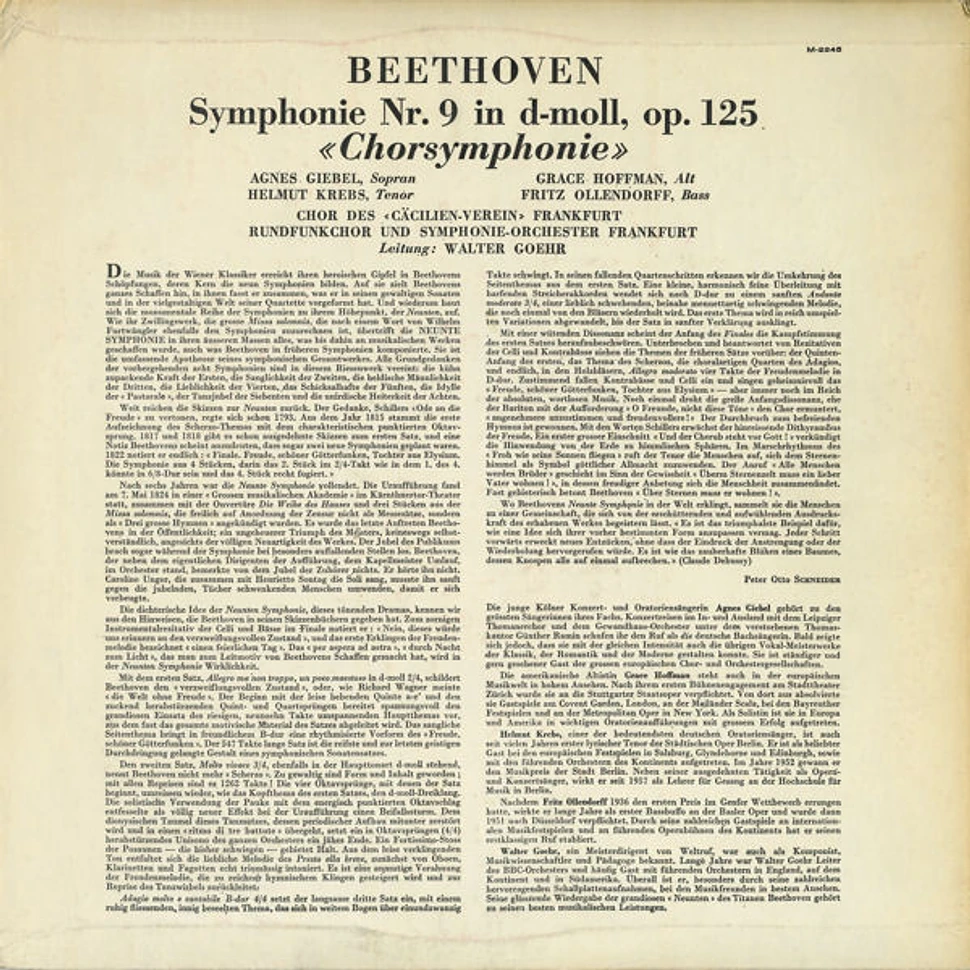 Ludwig van Beethoven / Cäcilien-Chor Frankfurt / Radio-Sinfonie-Orchester Frankfurt / Walter Goehr - Symphonie Nr. 9 In D-moll Chorsymphonie