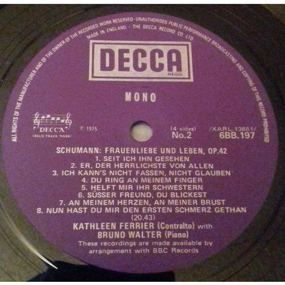 Kathleen Ferrier & Bruno Walter - Franz Schubert - Robert Schumann - Johannes Brahms - BBC Broadcasts From The Edinburgh Festival 1949