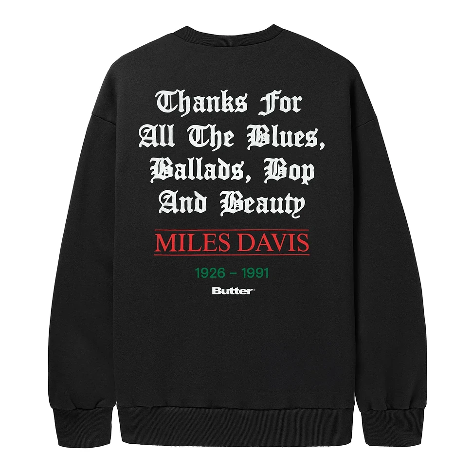 Butter Goods x Miles Davis - Thanks Crewneck
