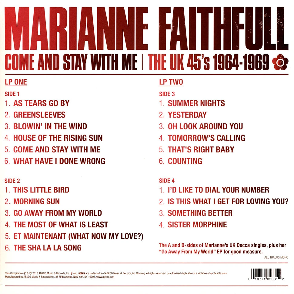 Marianne Faithfull - Come And Stay With Me: The Uk 45s 1964-1969