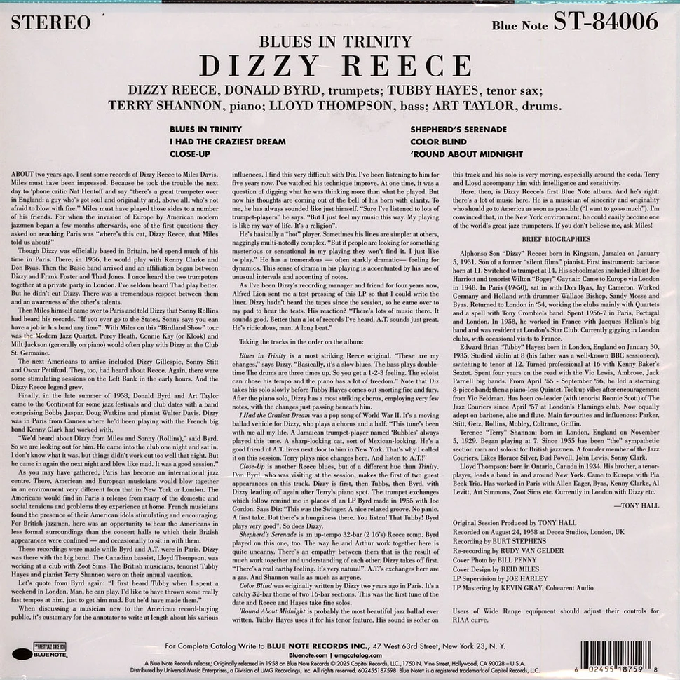 Dizzy Reece - Blues In Trinity Tone Poet Vinyl Edition