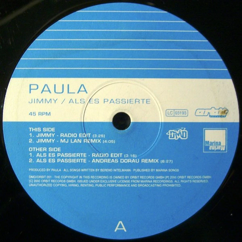 Paula - Jimmy / Als Es Passierte