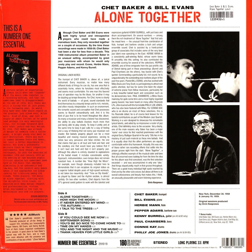 Chet Baker & Bill Evans - Alone Together Limited Edition