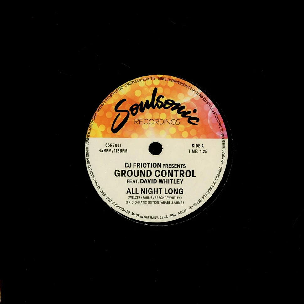 DJ Friction Presents Ground Control - All Night Long / Funkin' On The One Black Vinyl Edition