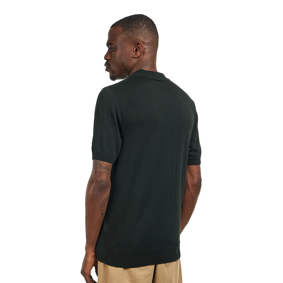 Fred Perry - Pointelle Panel Knitted Shirt (Night Green) | HHV