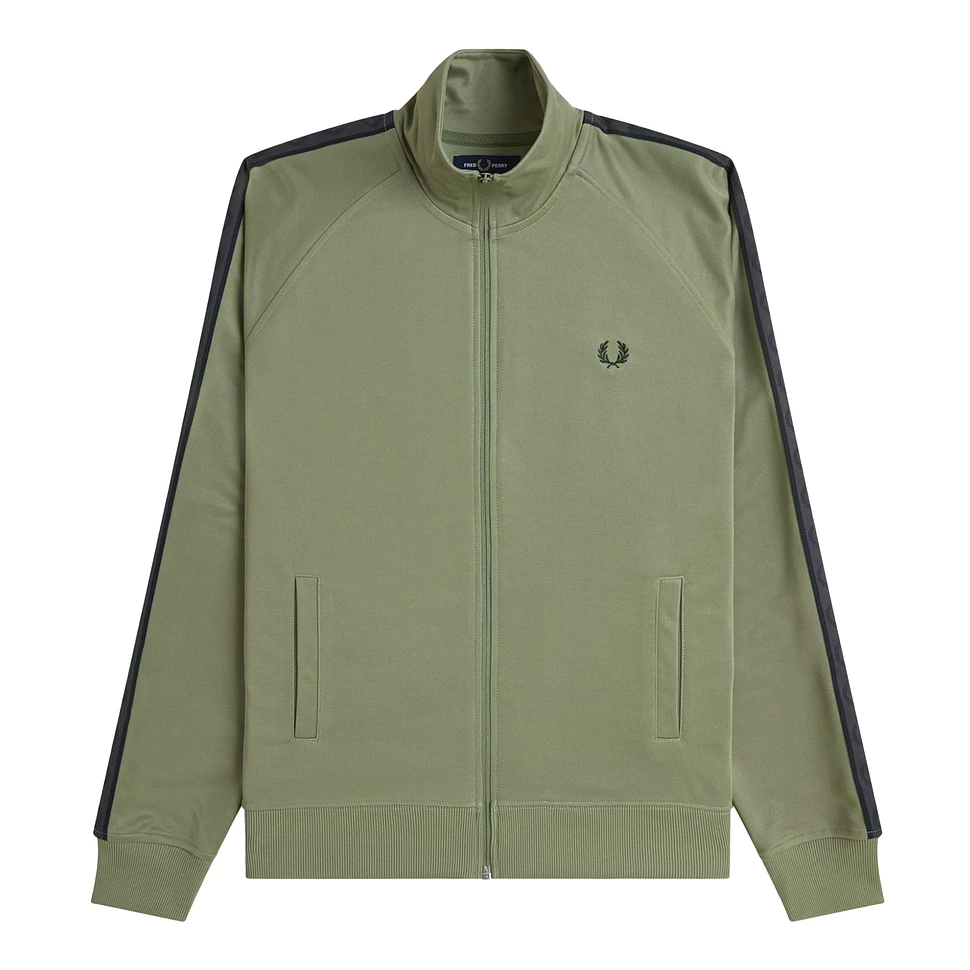 FRED PERRY☆Contrast Tape Track JacketOLIVE MINT ANCHOR GREY Fred Perry - Contrast Tape Track Jacket (Olive Mint / Anchor