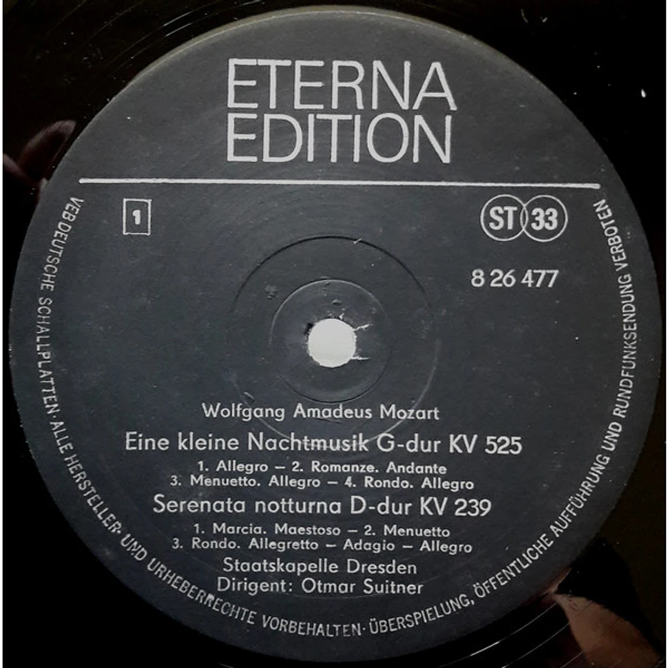 Wolfgang Amadeus Mozart, Staatskapelle Dresden, Otmar Suitner - Eine Kleine Nachtmusik G-dur KV 525 / Serenata Notturna D-dur KV 239 / Serenade F-dur KV 101 / Notturno D-dur KV 286