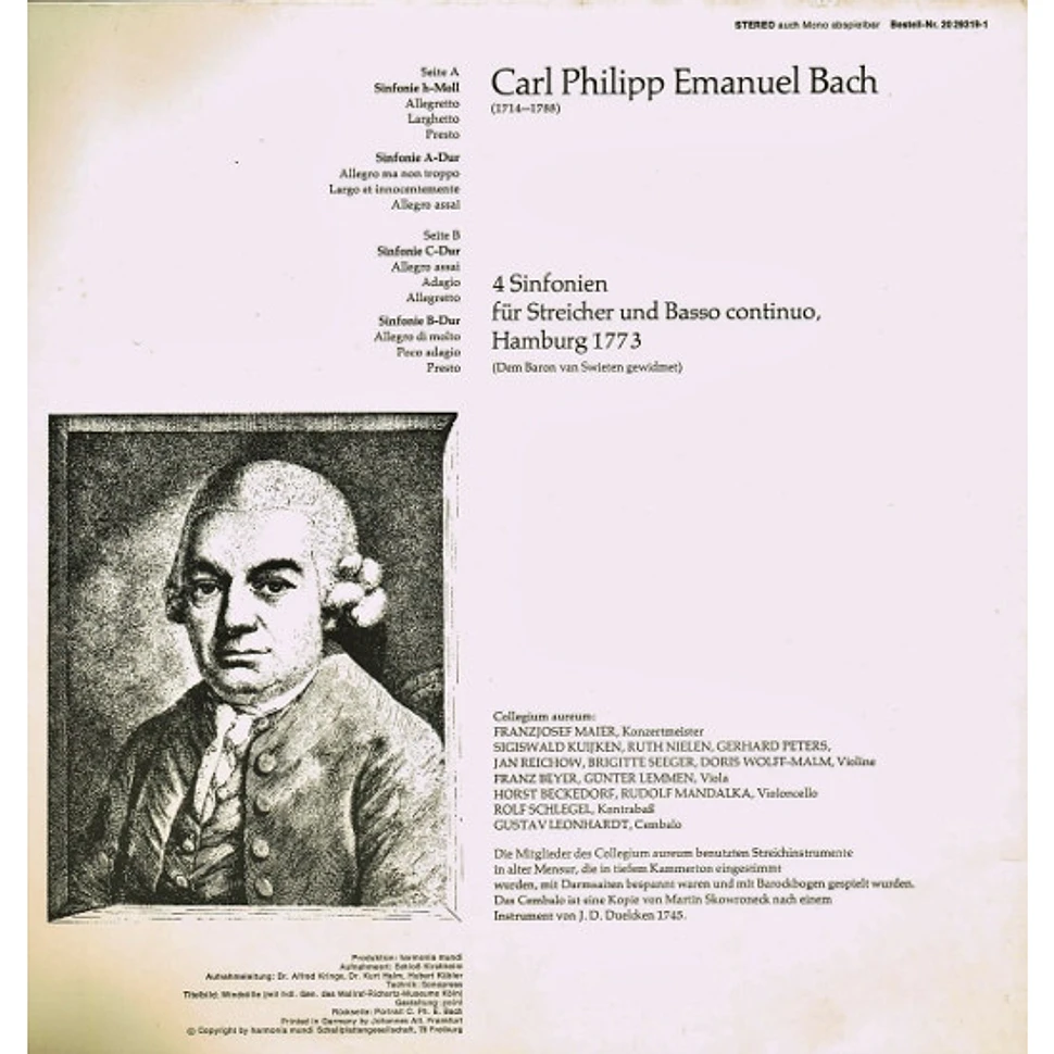 Carl Philipp Emanuel Bach - Collegium Aureum - Vier Hamburger Sinfonien