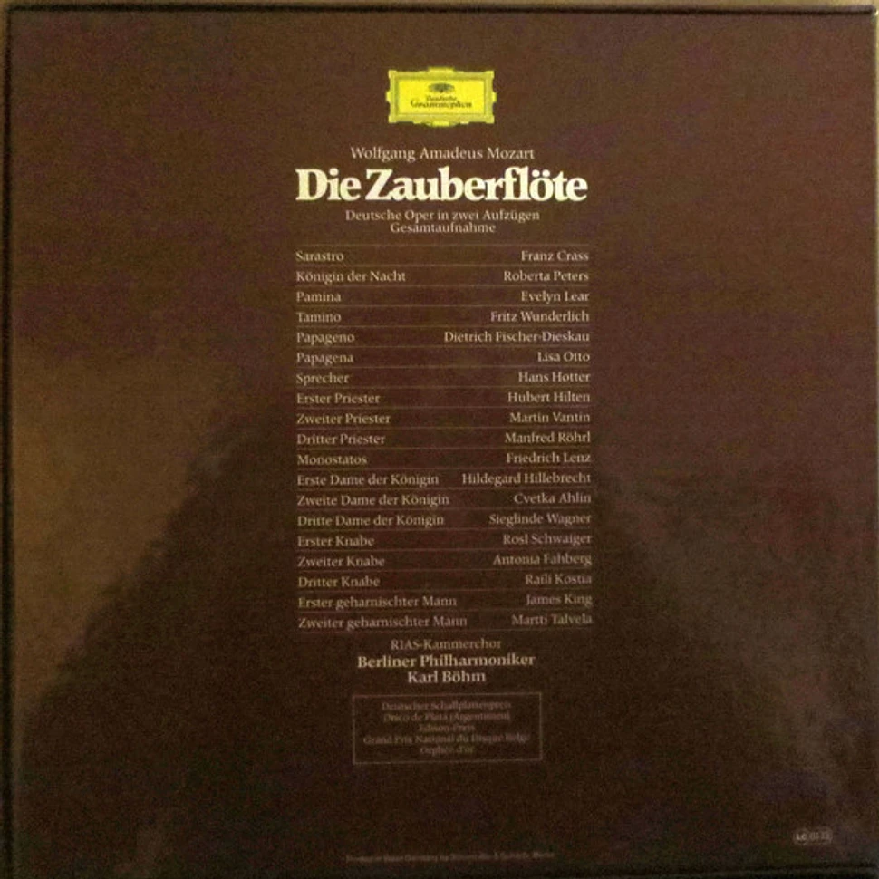 Wolfgang Amadeus Mozart - Karl Böhm Conducts; Evelyn Lear, Roberta Peters, Lisa Otto, Franz Crass, Dietrich Fischer-Dieskau, Hans Hotter, Fritz Wunderlich, RIAS-Kammerchor, Berliner Philharmoniker - Die Zauberflöte