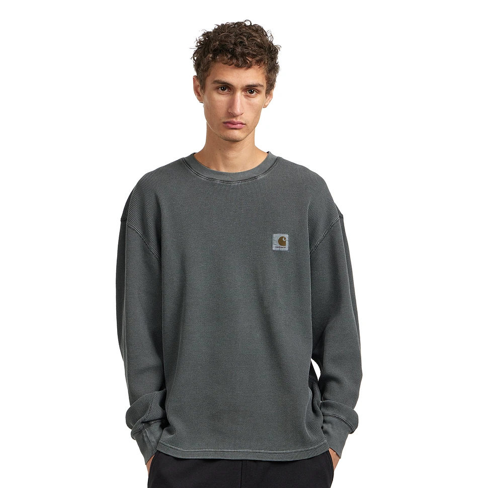 Carhartt WIP - L/S Vista Waffle T-Shirt (Black Garment Dyed) | HHV