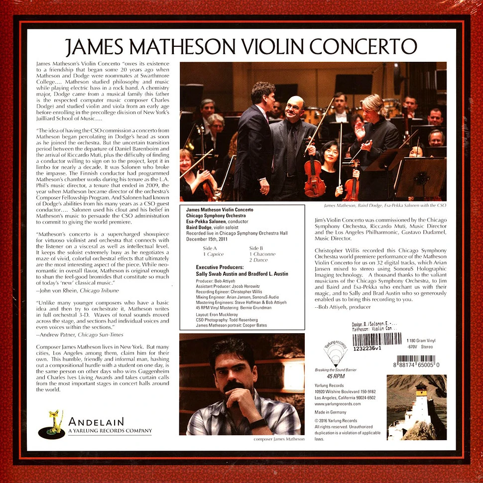 Dodge / Salonen / Chicago So / Matheson - Matheson: Violin Concerto