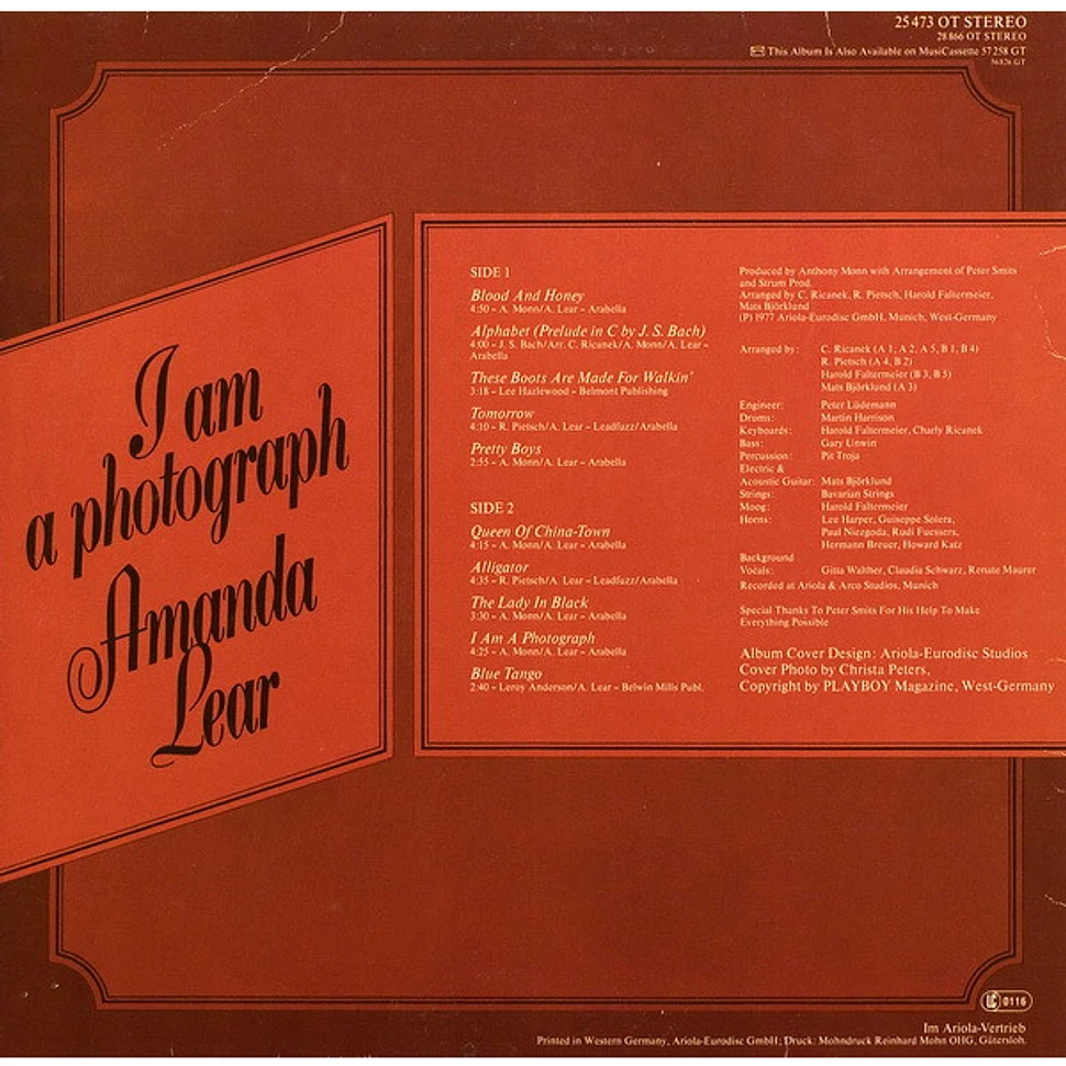 Amanda Lear - I Am A Photograph