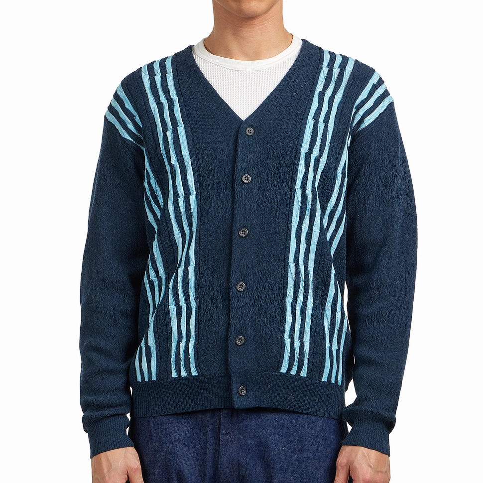 Beams Plus - Cardigan Born Stripe 14G