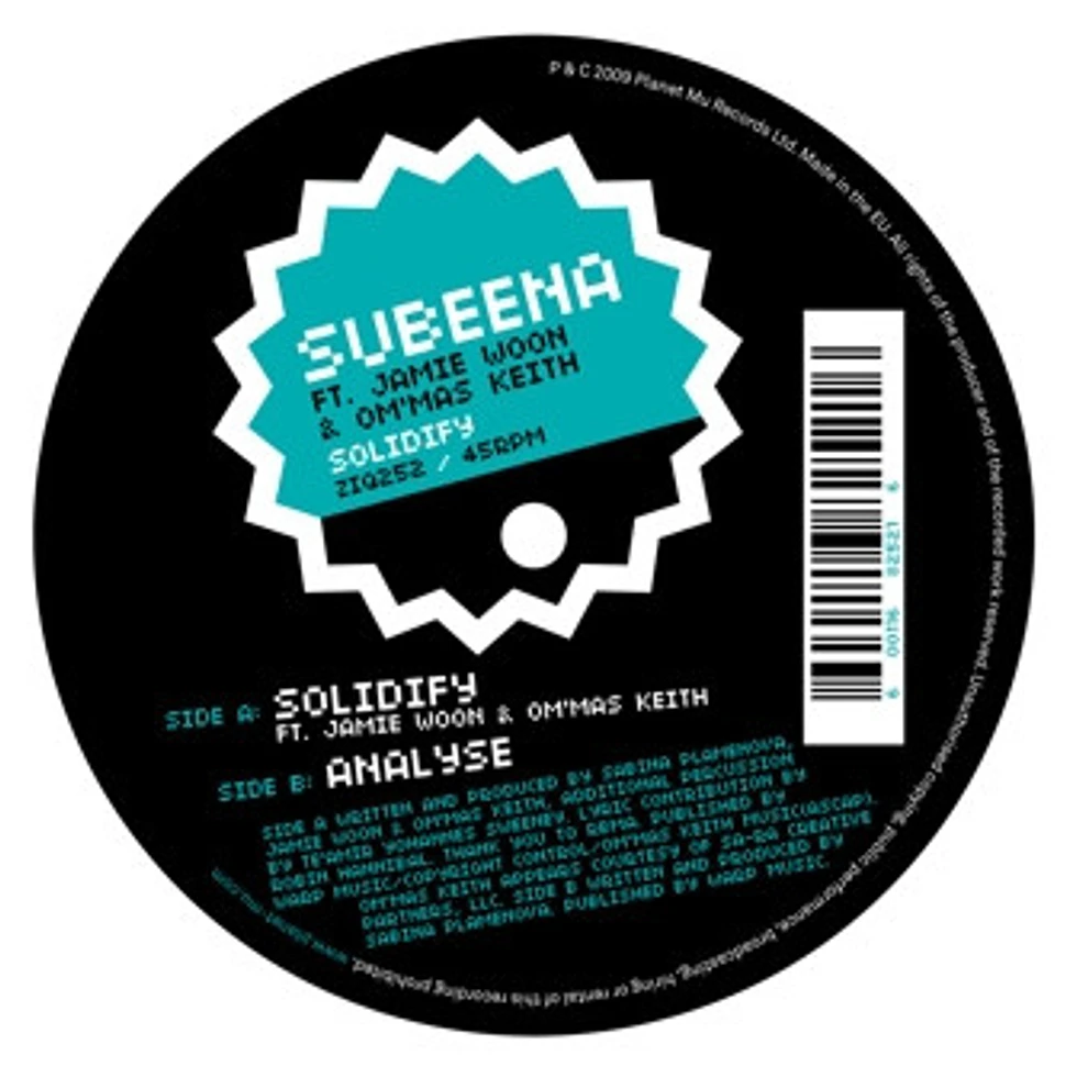 Subeena Ft. Jamie Woon & Om'Mas Keith - Solidify