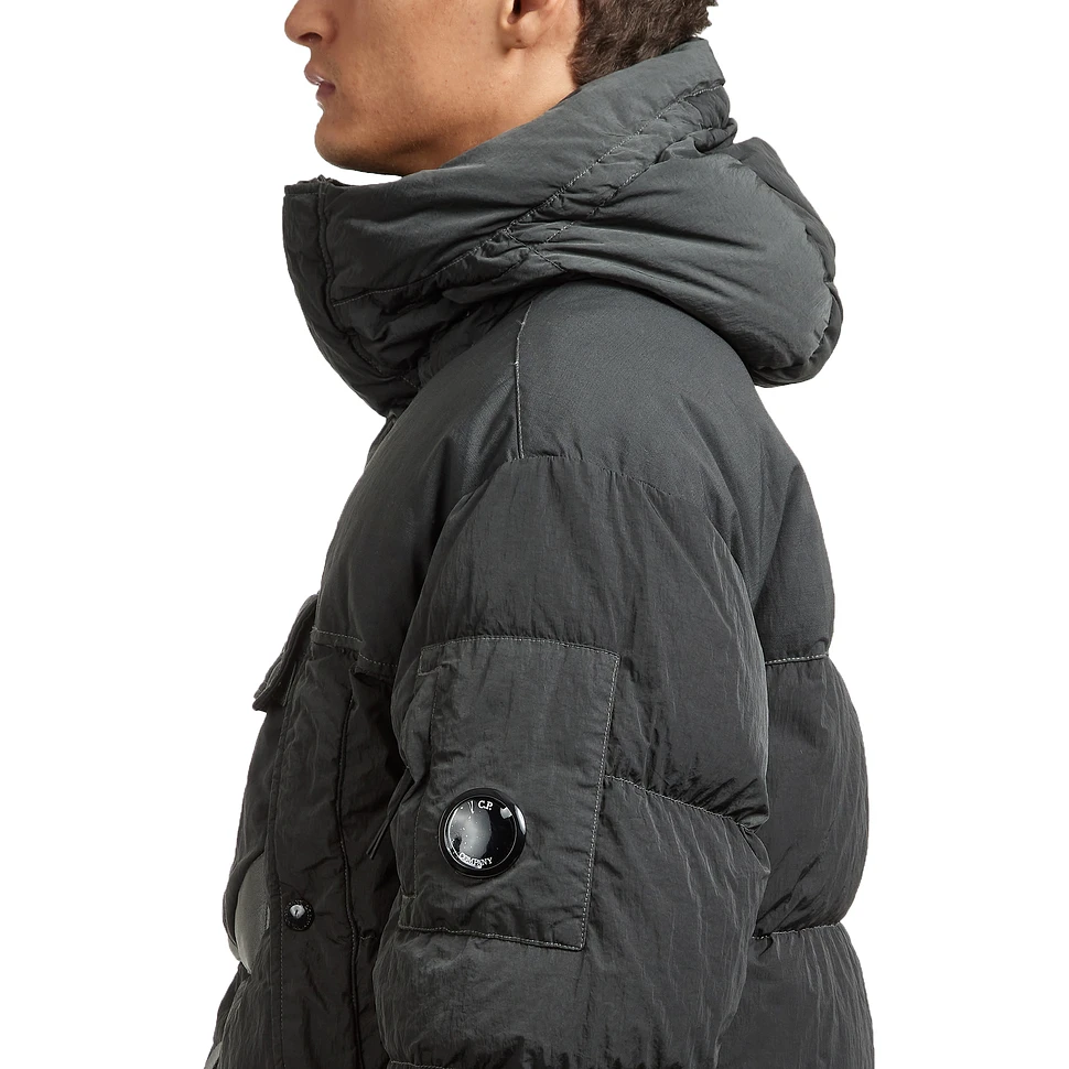 C.P. Company - Eco-Chrome R Mixed Hooded Down Jacket Jacket (Dark
