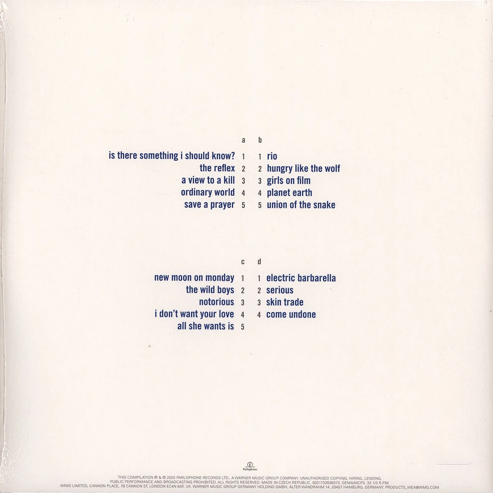 Duran Duran - Greatest White Vinyl Edition