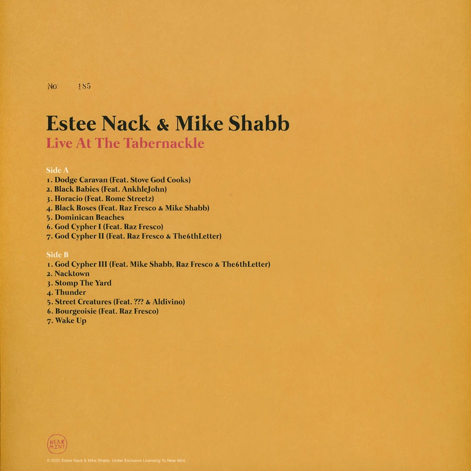 Estee Nack - Live At The Tabernackle - Vinyl LP - 2023 - US - Reissue | HHV