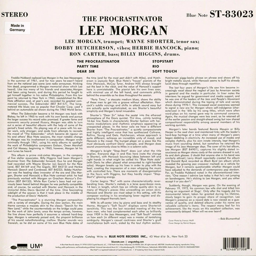 Lee Morgan - Procrastinator Blue Note Classic Vinyl Edition