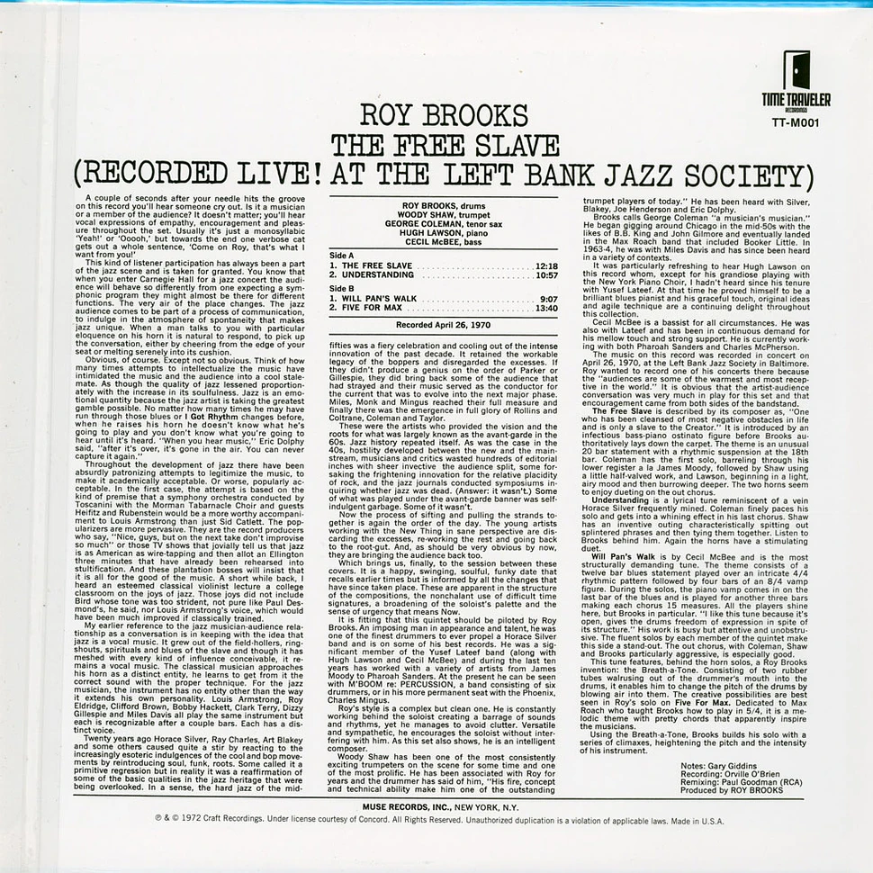 Roy Brooks - The Free Slave - Vinyl LP - 1972 - EU - Reissue | HHV