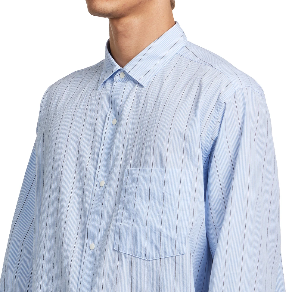 nanamica - Regular Collar Stripe Wind Shirt (Sax) | HHV