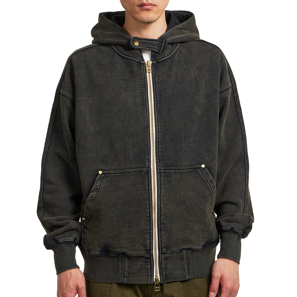 FrizmWORKS - Vintage Dyeing Hood Zip Up Parka (Black Brown) | HHV