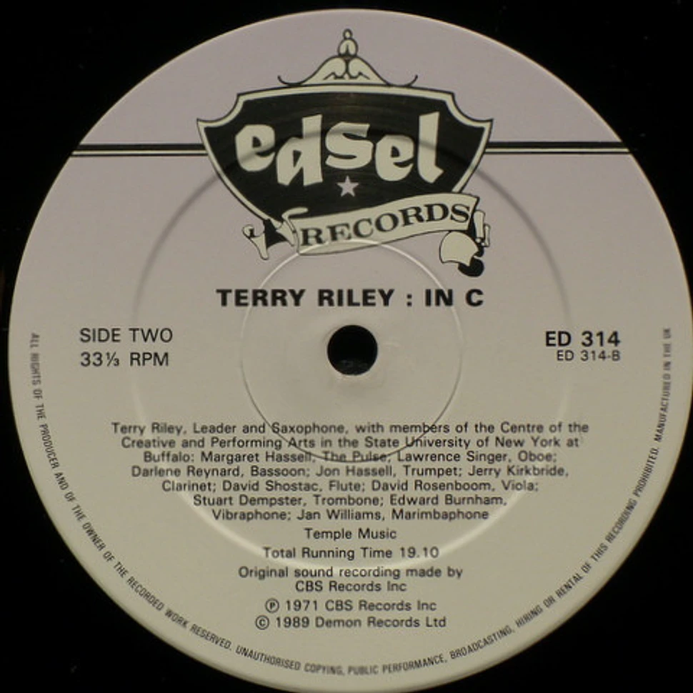 Terry Rilet Terry Riley - In C - Vinyl LP - 1968 - UK - Reissue | HHV